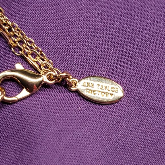 Ann Taylor Factory Signed Three Layer Necklace, Gold Tone w/Mini Baroque Pearls - Picture 7 of 12